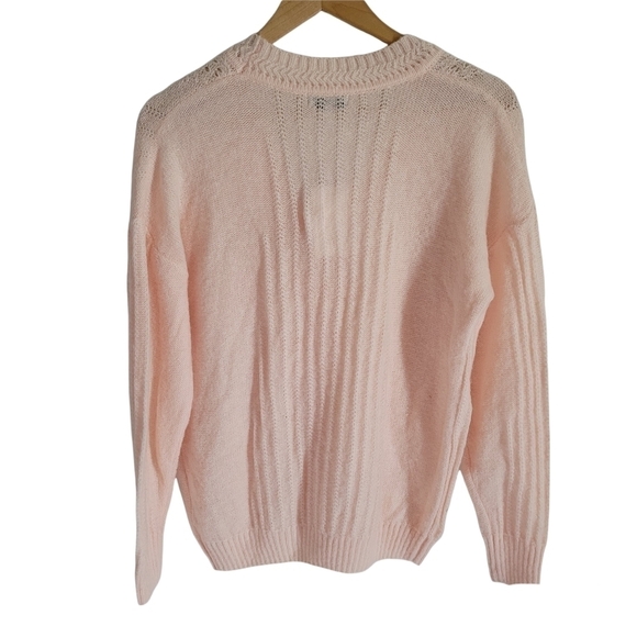 FRNCH Paris V-Neck Pointelle Women's Cardigan Sweater Pink Size Small NWT - Picture 3 of 10